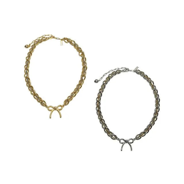 Stitch Chain Ribbon Necklace