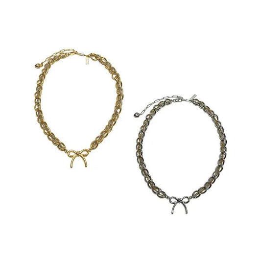 Stitch Chain Ribbon Necklace